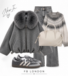 Elegant Wool Look Bomber Jacket – Fluffy Faux Fur Collar Winter Outerwear