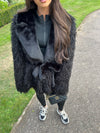 FAUX FUR SHAGGY BELTED WINTER COAT