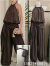 FLOWY DRAPED TOP & RELAXED HAREM PANTS SET