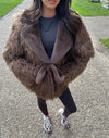 FAUX FUR SHAGGY BELTED WINTER COAT