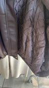 Oversized Leather-Look Jacket with Faux Fur Collar & Quilted Lining