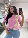 PASTEL ARGYLE BUTTON-UP KNIT CARDIGAN