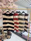 STRIPE KNIT GOLD BUTTON WAISTCOAT