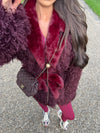 FAUX FUR SHAGGY BELTED WINTER COAT