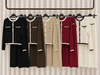Contrast Trim Two Piece Set – Gold Button Cardigan & Trousers