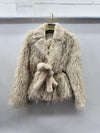 FAUX FUR SHAGGY BELTED WINTER COAT