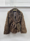 FAUX FUR SHAGGY BELTED WINTER COAT