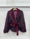 FAUX FUR SHAGGY BELTED WINTER COAT
