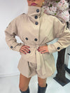 HIGH NECK DOUBLE-BREASTED TRENCH JACKET