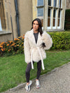 FAUX FUR SHAGGY BELTED WINTER COAT