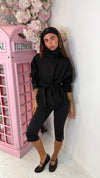 Suede-Effect Belted High Neck Jacket