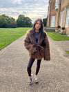 FAUX FUR SHAGGY BELTED WINTER COAT