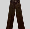CHOCOLATE BROWN STUDDED WIDE-LEG JEANS