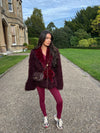 FAUX FUR SHAGGY BELTED WINTER COAT