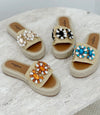 Woven diamonte sandals