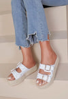 Crochet double buckle flatform sandal