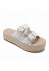 Crochet double buckle flatform sandal