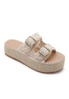 Crochet double buckle flatform sandal