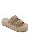 Crochet double buckle flatform sandal