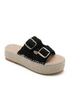 Crochet double buckle flatform sandal