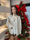 SATIN BOW BLOUSE