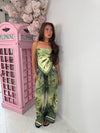 Palm Paradise Scarf Top & Wide Leg Pants 2-Piece