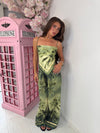 Palm Paradise Scarf Top & Wide Leg Pants 2-Piece