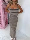 Monaco Stripe Maxi Dress /Chocolate brown