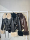 FAUX FUR ADJUSTABLE WAIST JACKET