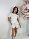 SHORT SLEEVE RIBBED BUTTON SHORT SET