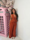 Sleeveless Tie Front Wide Leg Co-Ord