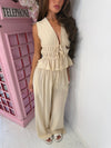 Sleeveless Tie Front Wide Leg Co-Ord