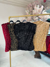 Elsie shoulder padded sequin top