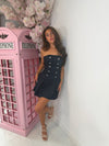 Military Pinstripe Bandeau Dress