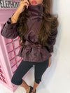 Faux Leather Belted Funnel Neck Jacket