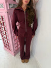 Back-Tie Cinched Waist Zip Jacket & Wide Leg Trousers Co-ord