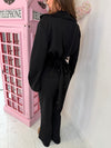 Back-Tie Cinched Waist Zip Jacket & Wide Leg Trousers Co-ord