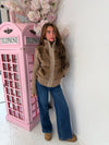 2-in-1 Detachable Faux Fur Gilet & Ribbed Zip Jacket