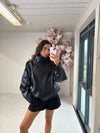 HIGH-COLLAR FAUX LEATHER JACKET