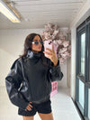 HIGH-COLLAR FAUX LEATHER JACKET