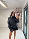 HIGH-COLLAR FAUX LEATHER JACKET