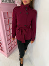 Belted Knitted Cardigan | High Neck Button Detail Wrap Cardigan