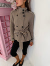 Belted Knitted Cardigan | High Neck Button Detail Wrap Cardigan
