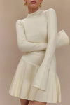 MILLIE LONG SLEEVE KNIT PLEATED JUMPER DRESS
