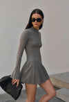 MILLIE LONG SLEEVE KNIT PLEATED JUMPER DRESS