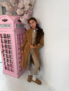 Long Belted Trench Coat with Gold Buttons
