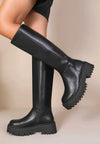 CHUNKY LEATHER KNEE HIGH BOOTS