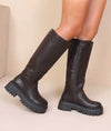CHUNKY LEATHER KNEE HIGH BOOTS
