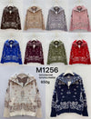 Oversized Bandana Print Zip-Up Knit Cardigan