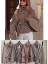 Check Cape Jacket – High Neck Belted Cape